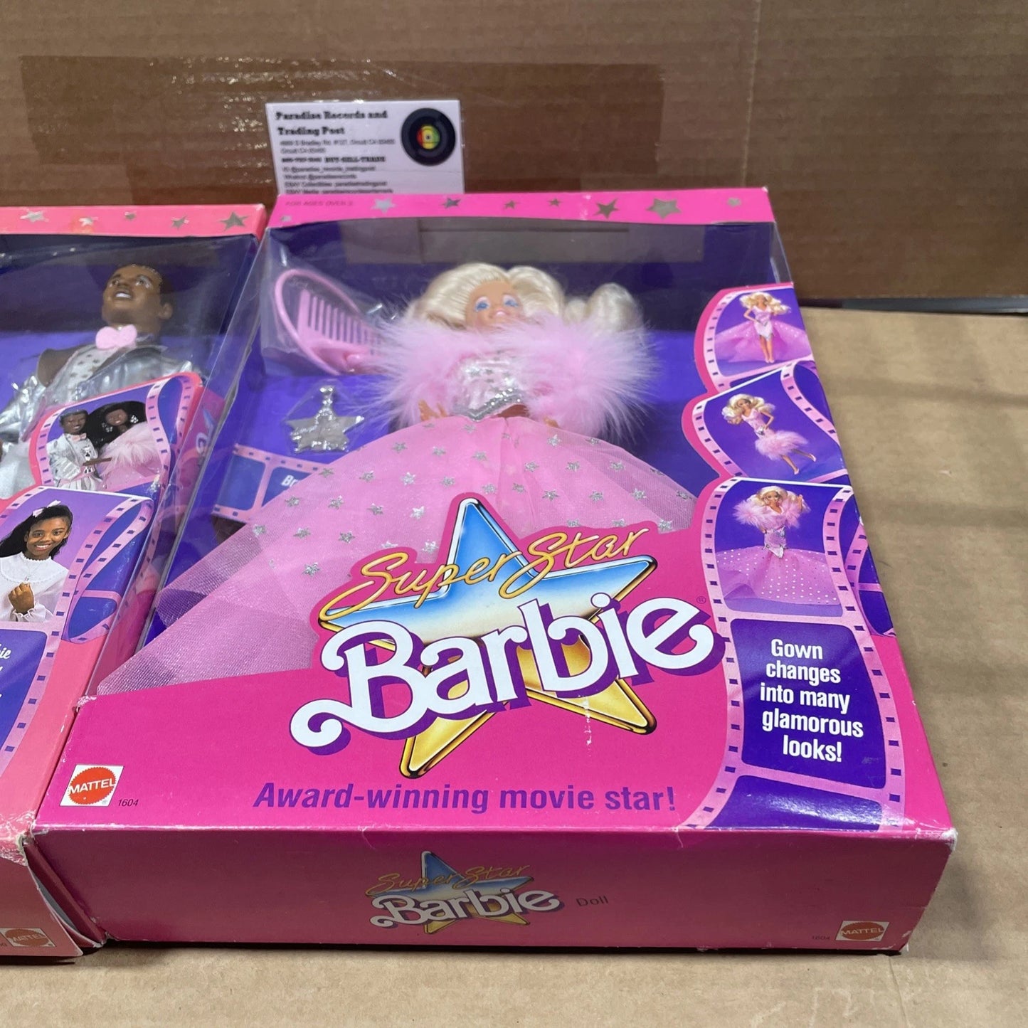 Vintage Super Star Barbie Ken 1550 1605 Mattel Movie Star Black 1988 80s NIB