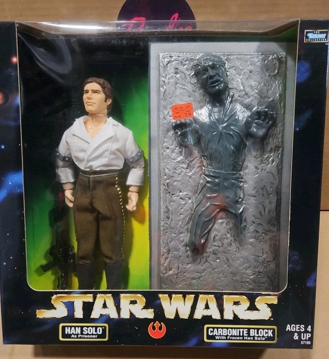 STAR WARS HAN SOLO AS PRISONER AND CARBONITE BLOCK WITH FROZEN HAN SOLO TWO PACK