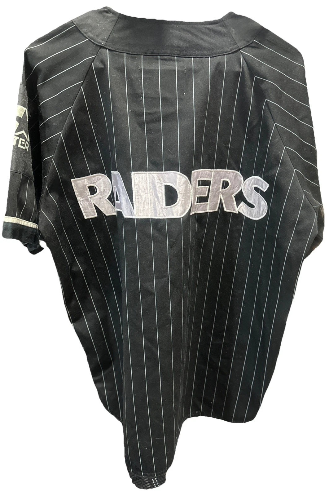 Vintage 1990's Starter LA Raiders Pinstrip Baseball Jersey NFL L Black Rare