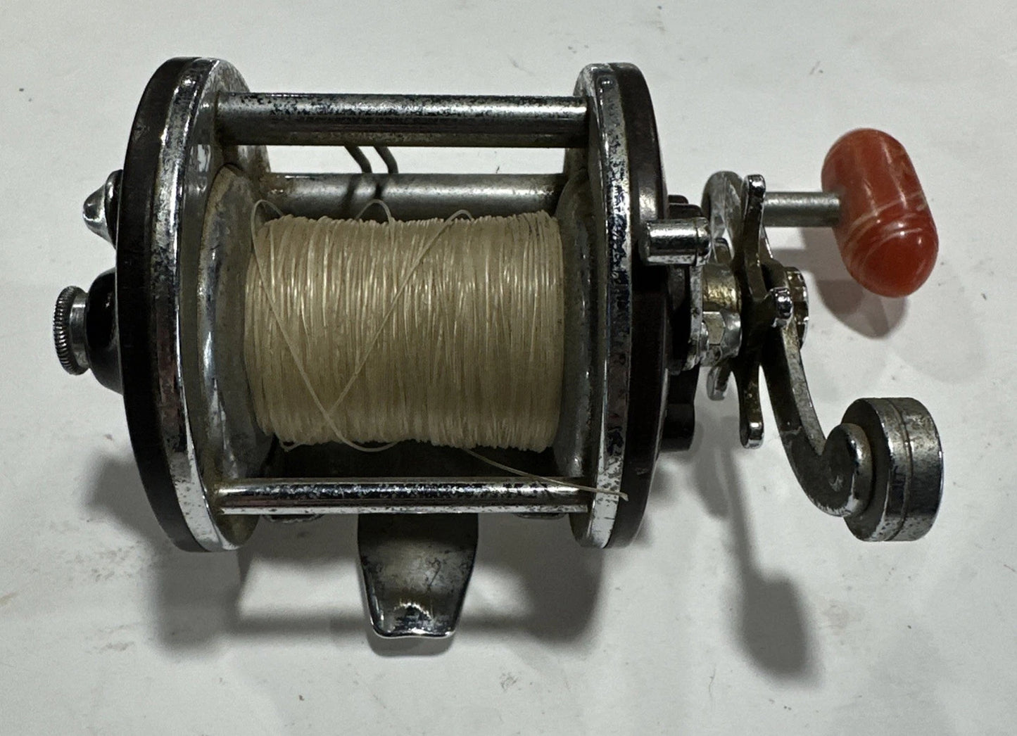 Vintage Penn Peerless No. 9 Reel with Orange Red Handle