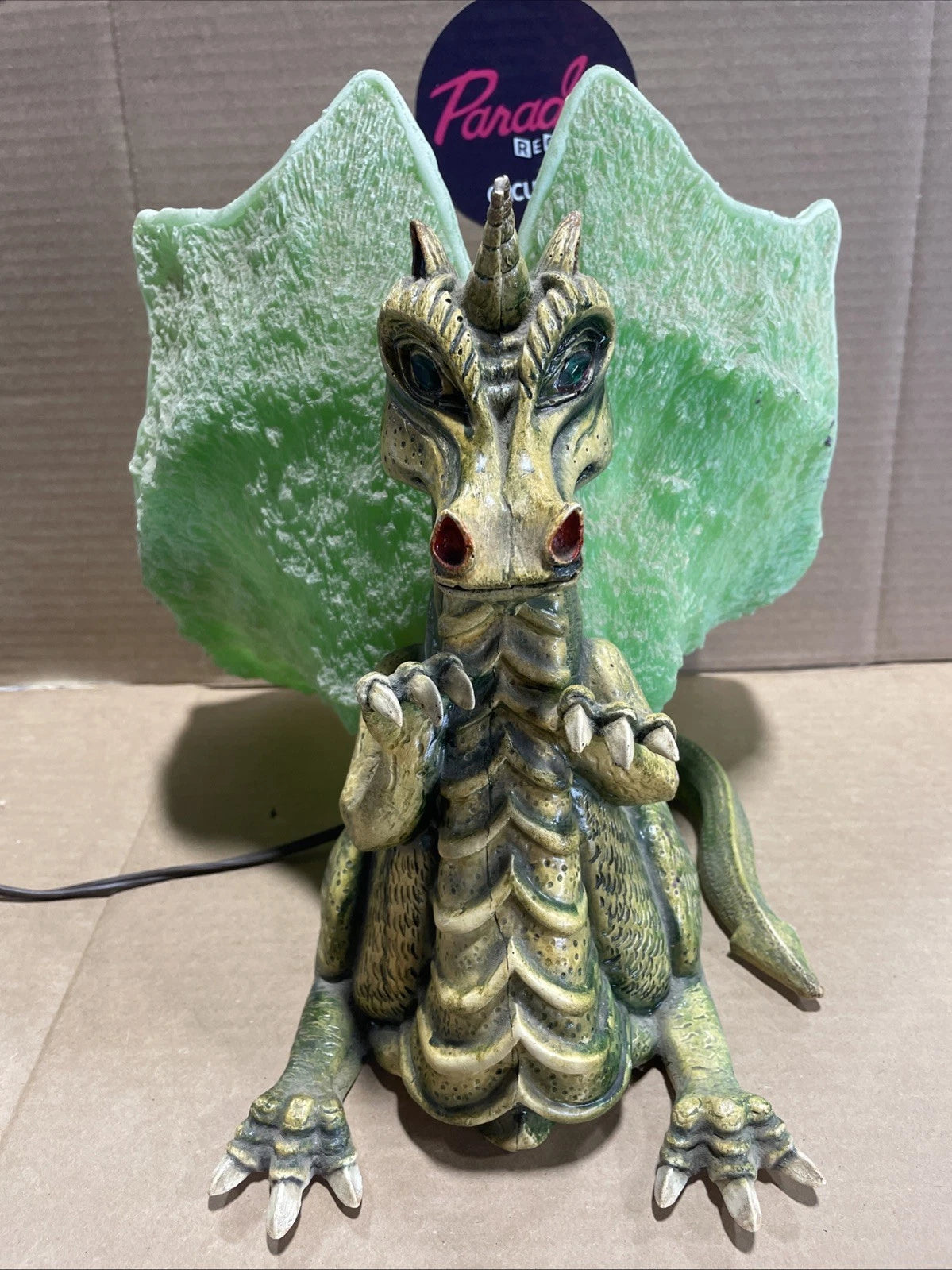 Vintage Dragon Green Lamp Working Tested Rare Dragon Themed