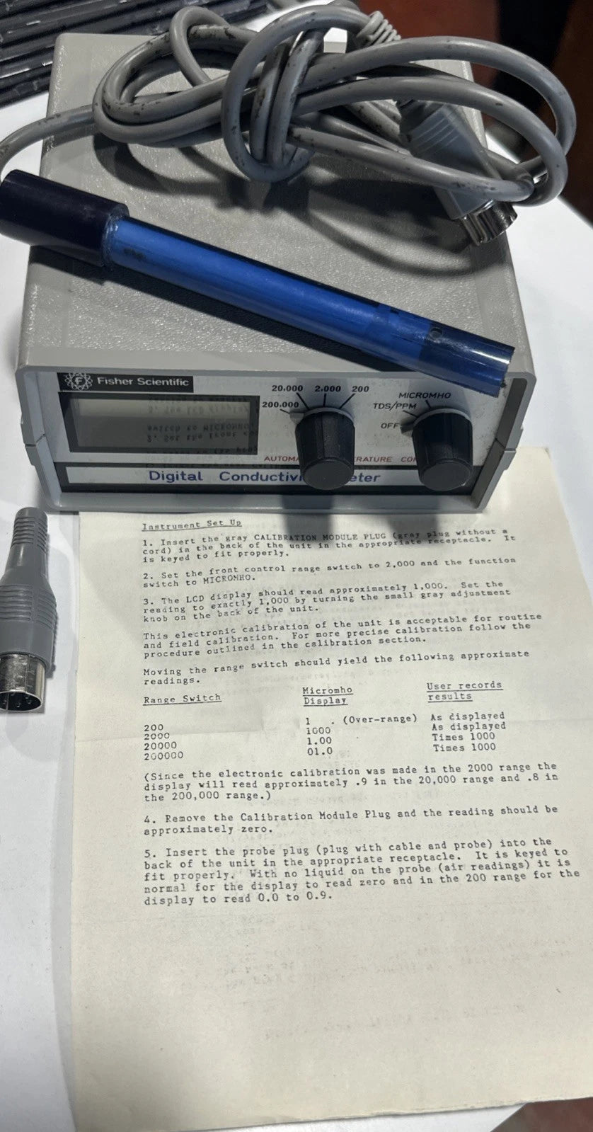 Fisher Digital Conductivity Meter With Probe WORKING w/ Case