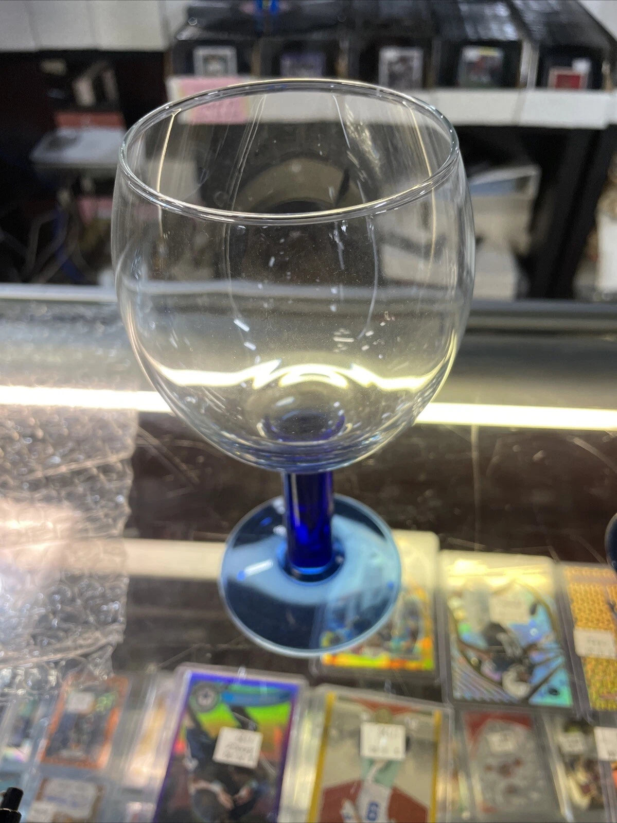 Vintage Cobalt Blue Stem Crystal Wine Glass, Startrek Picard