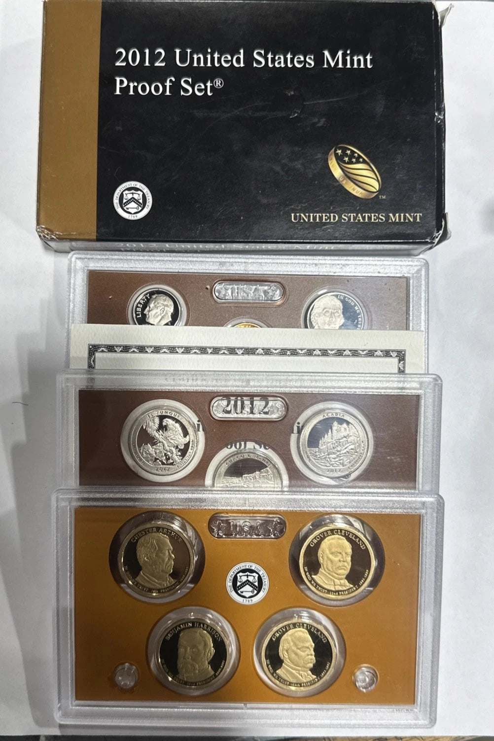 2012 US Mint Proof Set 14 Piece Clad Set w/ National Park Quarters, Presidents
