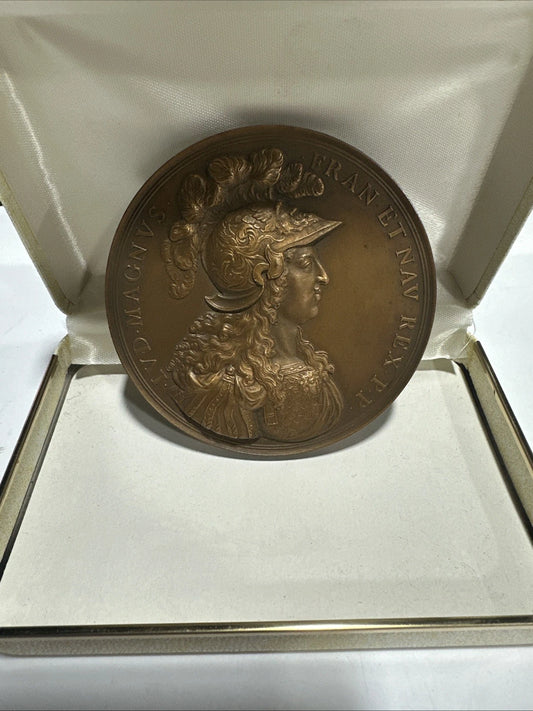 1800-1900AD Restrike of 1674 Dated FRANCE King LOUIS XIV Huge 3 1/4 Inch Medal