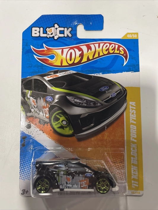 New HTF 2011 Hot Wheels Black 11 Ken Block Ford Fiesta Hoonigan MONMC