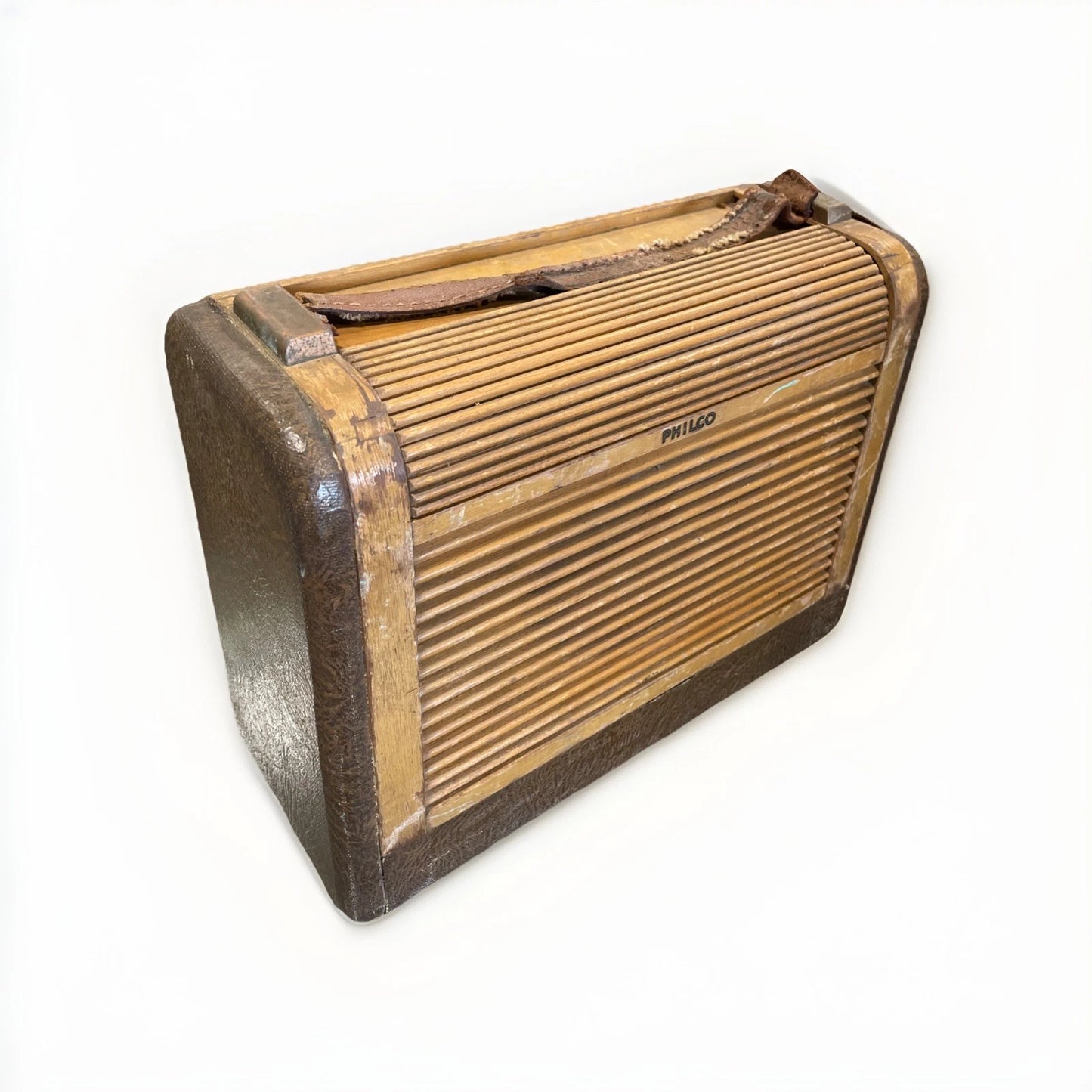 Vintage 1946 Philco Wooden Roll Top Portable Tube Radio 46-350 Untested As-is