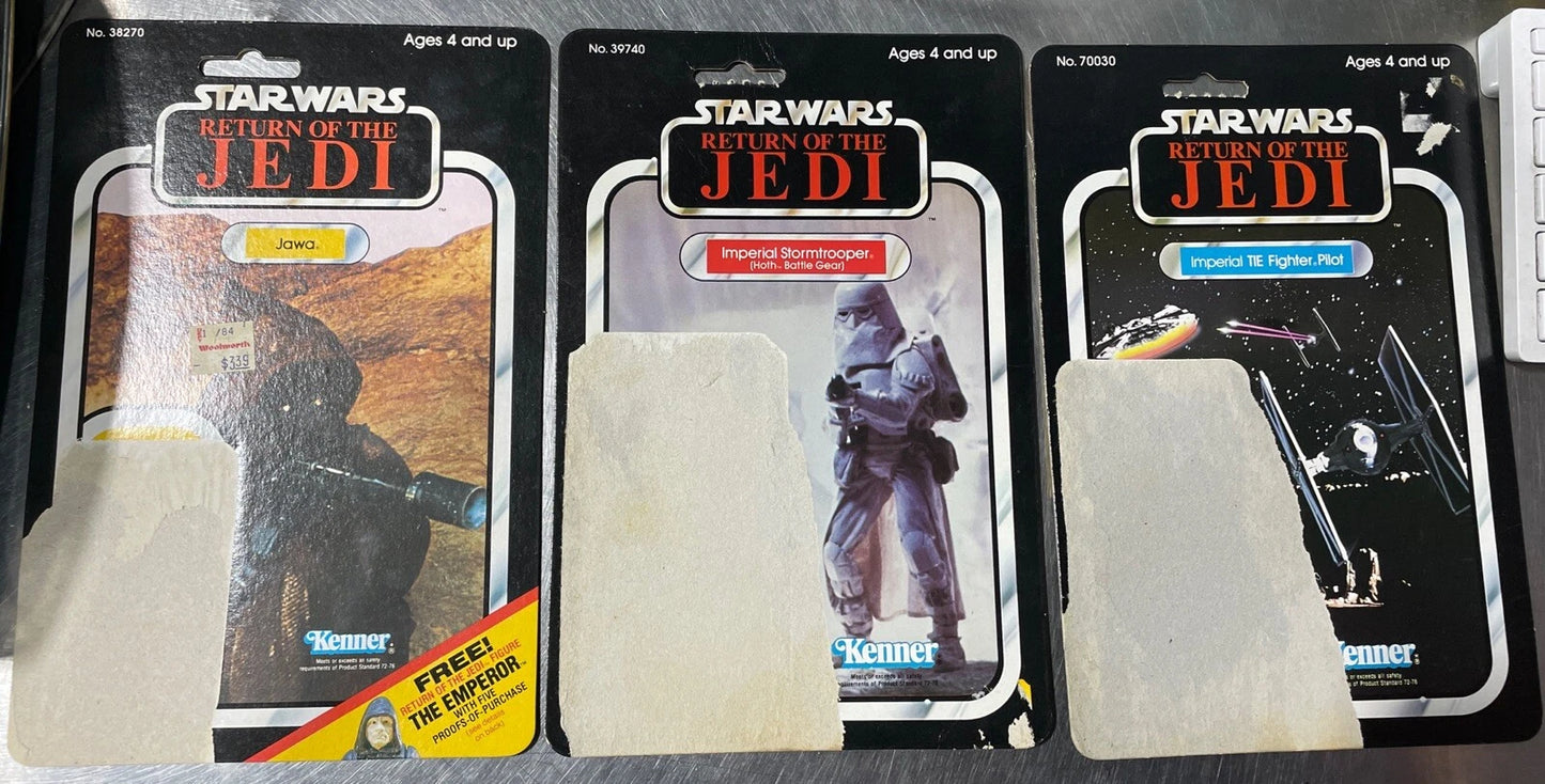 Star Wars Kenner Backing Card, Return of the Jedi, Empire Strikes Back 12 Pieces