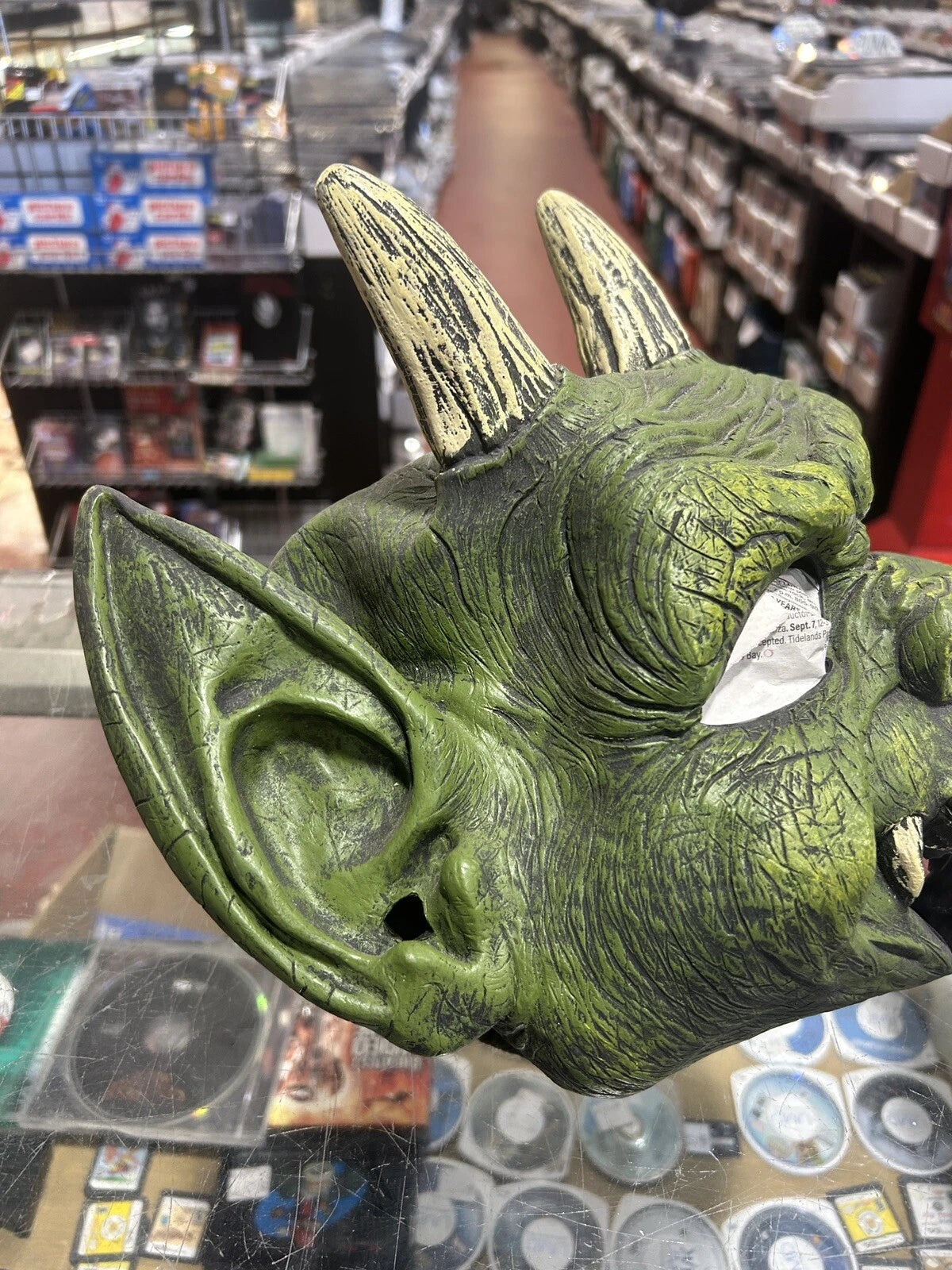 2006 DISGUISE Halloween rubber Mask Green Devil Goblin Monster HTF