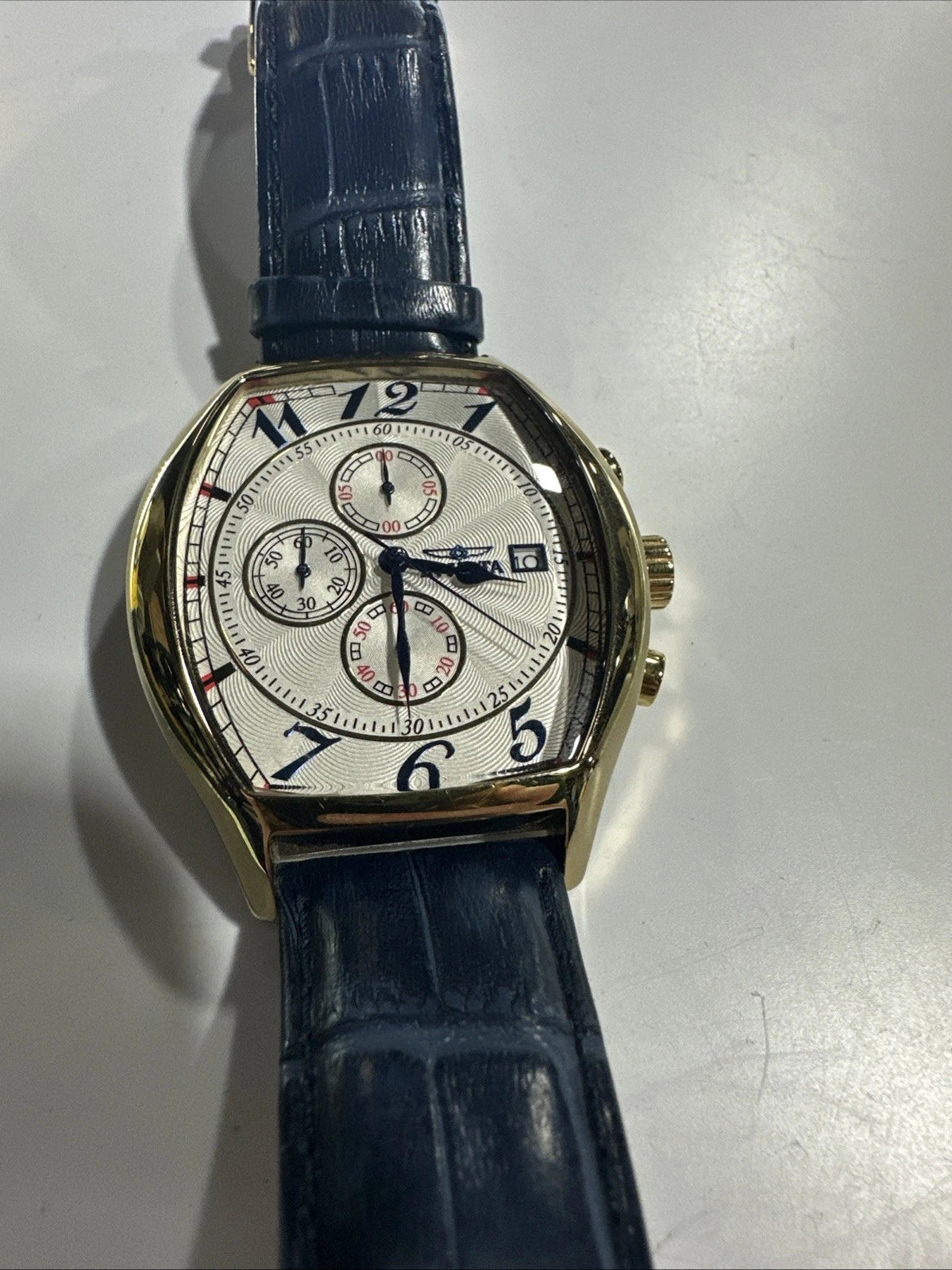 WORKING Invicta Specialty Chronograph Quartz Mens Watch Blue Leather Band
