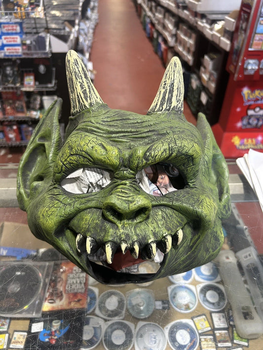 2006 DISGUISE Halloween rubber Mask Green Devil Goblin Monster HTF