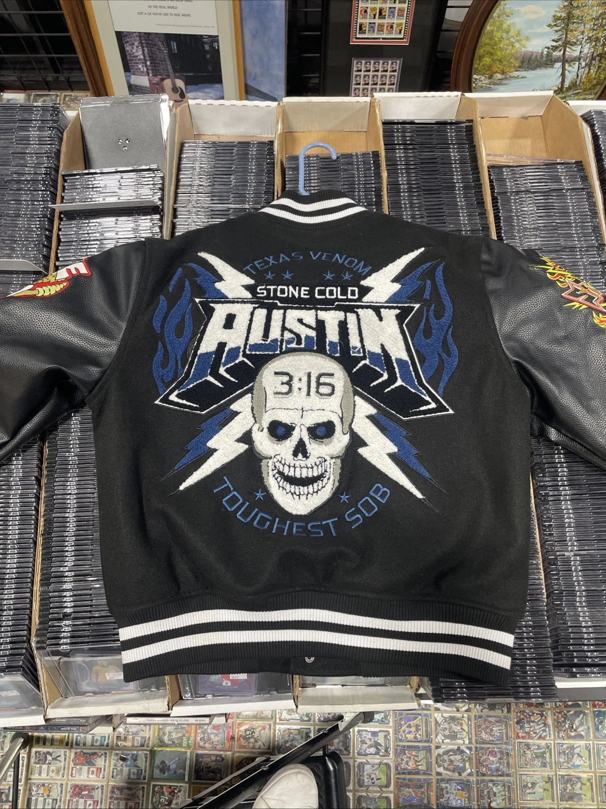WWE x SP Letterman Jacket Stone Cold Steve Austin 3:16 Black Size Small