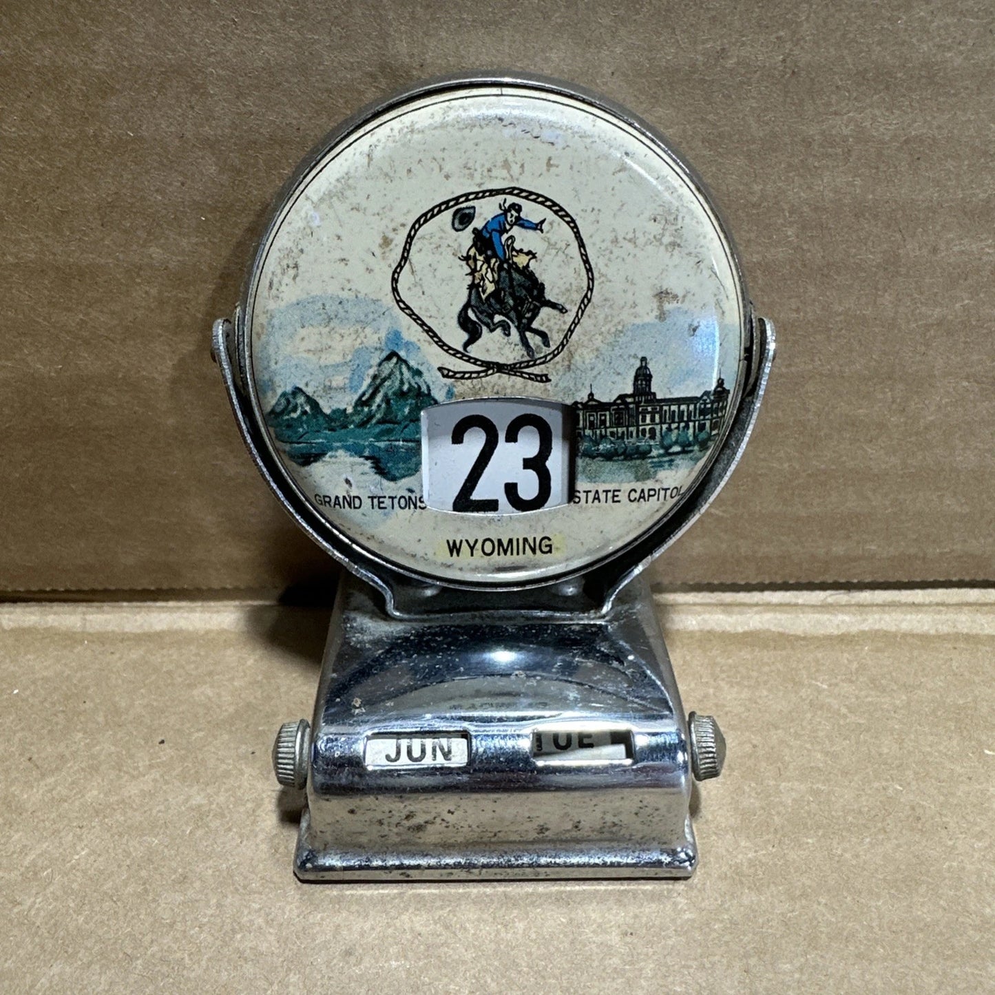 Vintage Metal Perpetual Flip Calendar Wyoming