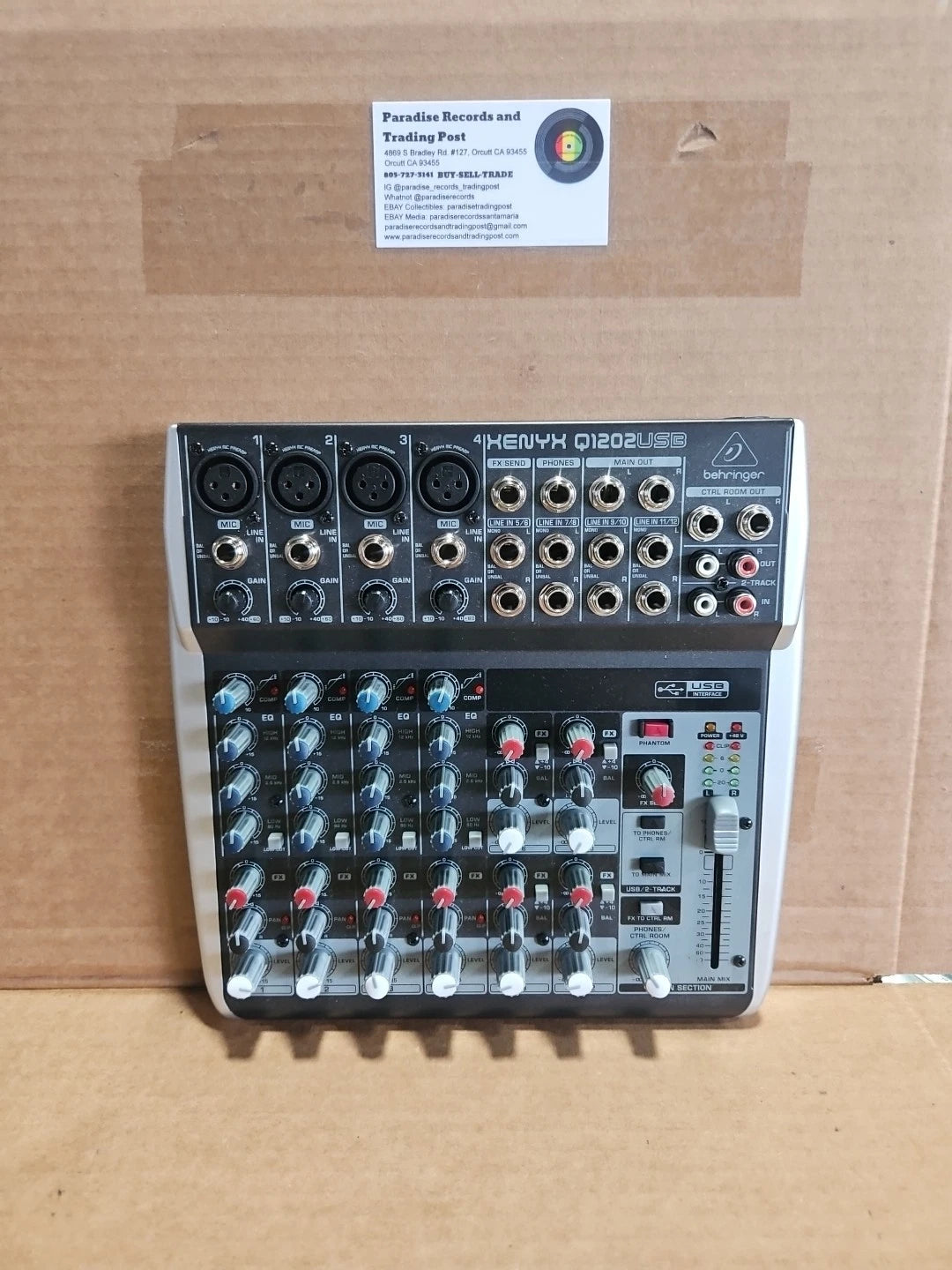Behringer Xenyx Q1202USB 12-Input Mixer with Power Adapter No Box