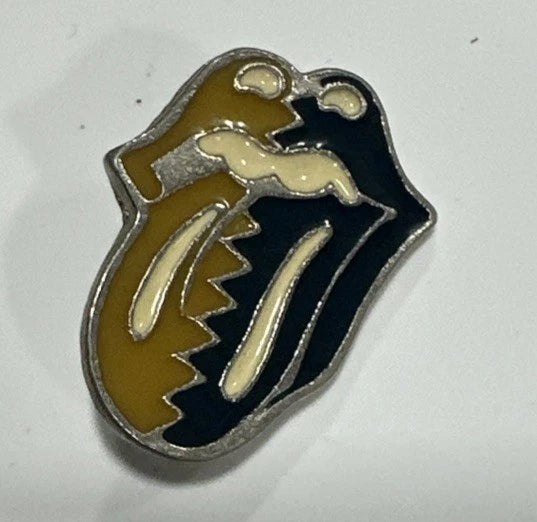 Vintage Rolling Stones 1989 Steel Wheels Tour Enamelled Lapel Pin Blue Yellow