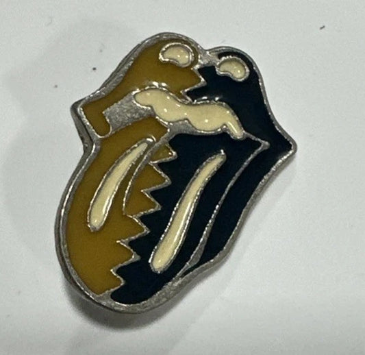 Vintage Rolling Stones 1989 Steel Wheels Tour Enamelled Lapel Pin Blue Yellow