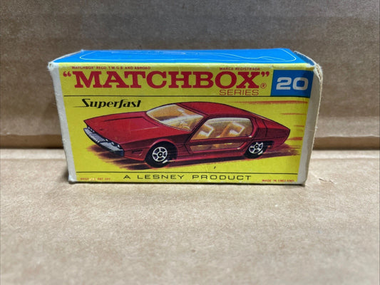 1969 Lesney Matchbox Superfast #20 Lamborghini Marzal Red W Original Box England