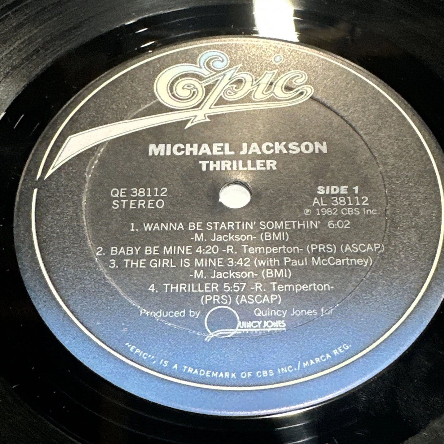 MICHAEL JACKSON THRILLER-RARE ERROR VINYL RECORD QE 38112 1st PRESS 3aa 2df