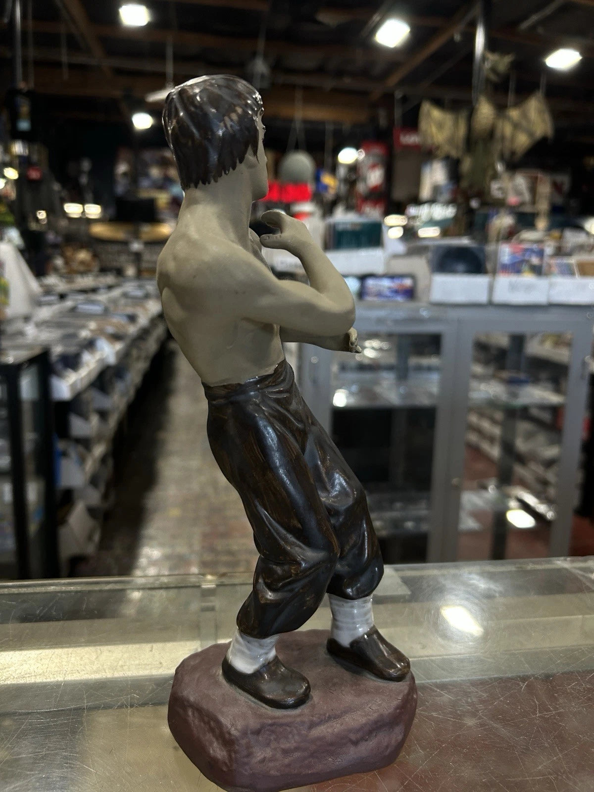 Vintage Bruce Lee Kung Fu Figurine • Ceramic Martial Arts Statue China