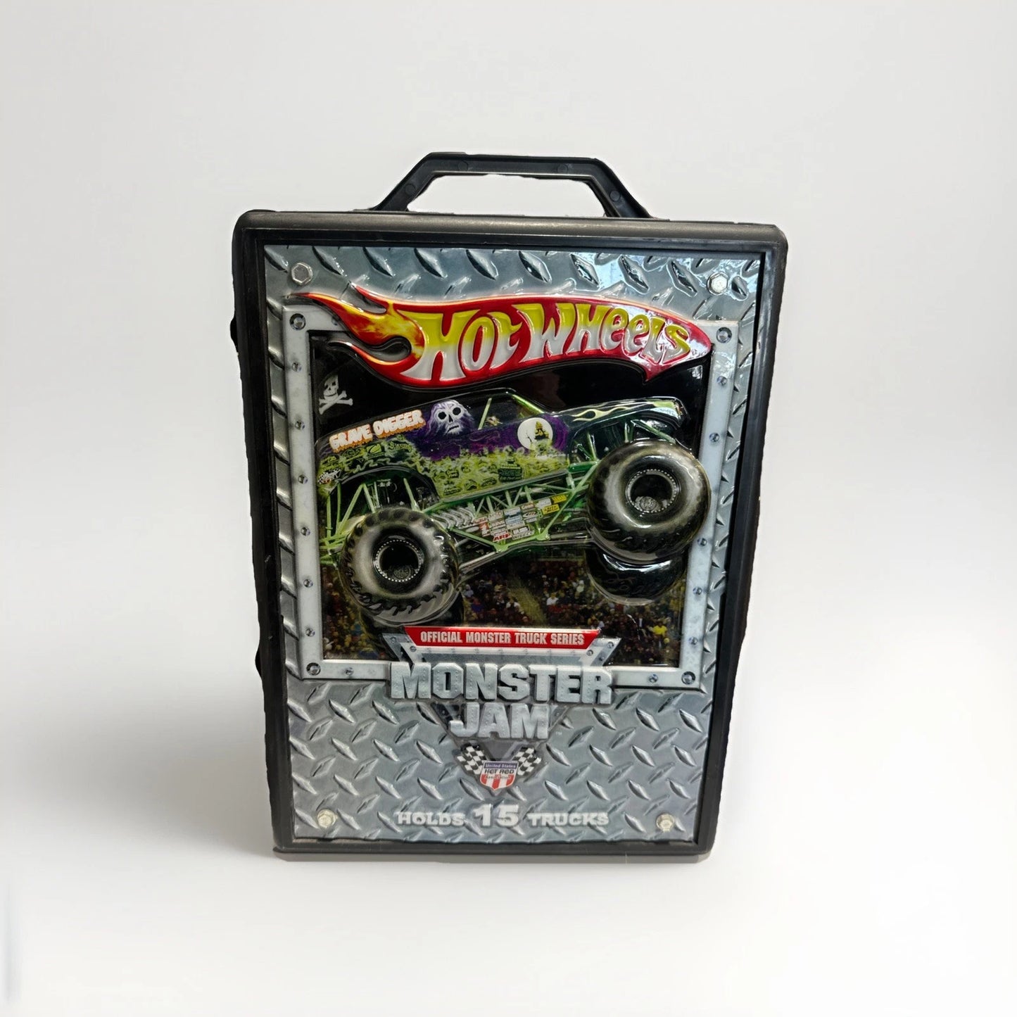 VTG Grave Digger HOT WHEELS MONSTER JAM Carrying Case Box with 11 Trucks Lot #1