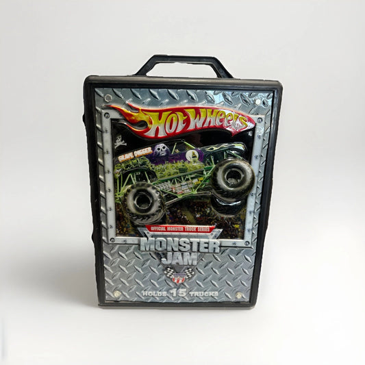 VTG Grave Digger HOT WHEELS MONSTER JAM Carrying Case Box with 11 Trucks Lot #1