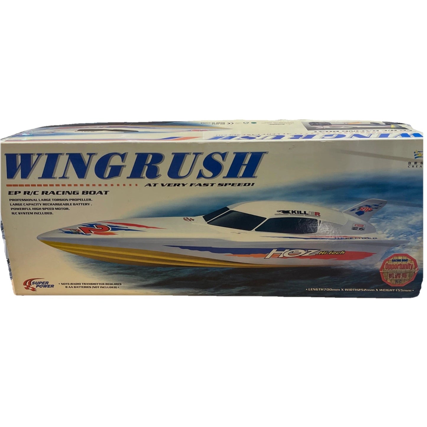 Vintage SUPER POWER WINGRUSH R/C RC Speed Boat Pre-Owned W Box