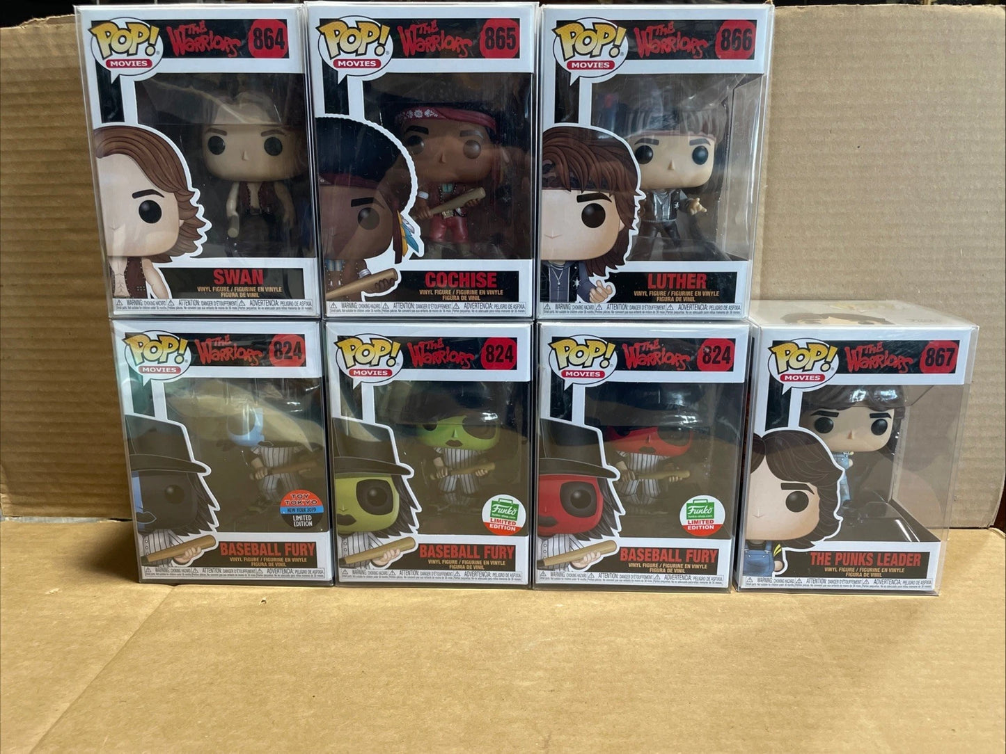 Funko Pop! The Warriors Movie Complete Set Lot Of 7 W Protectors & Case