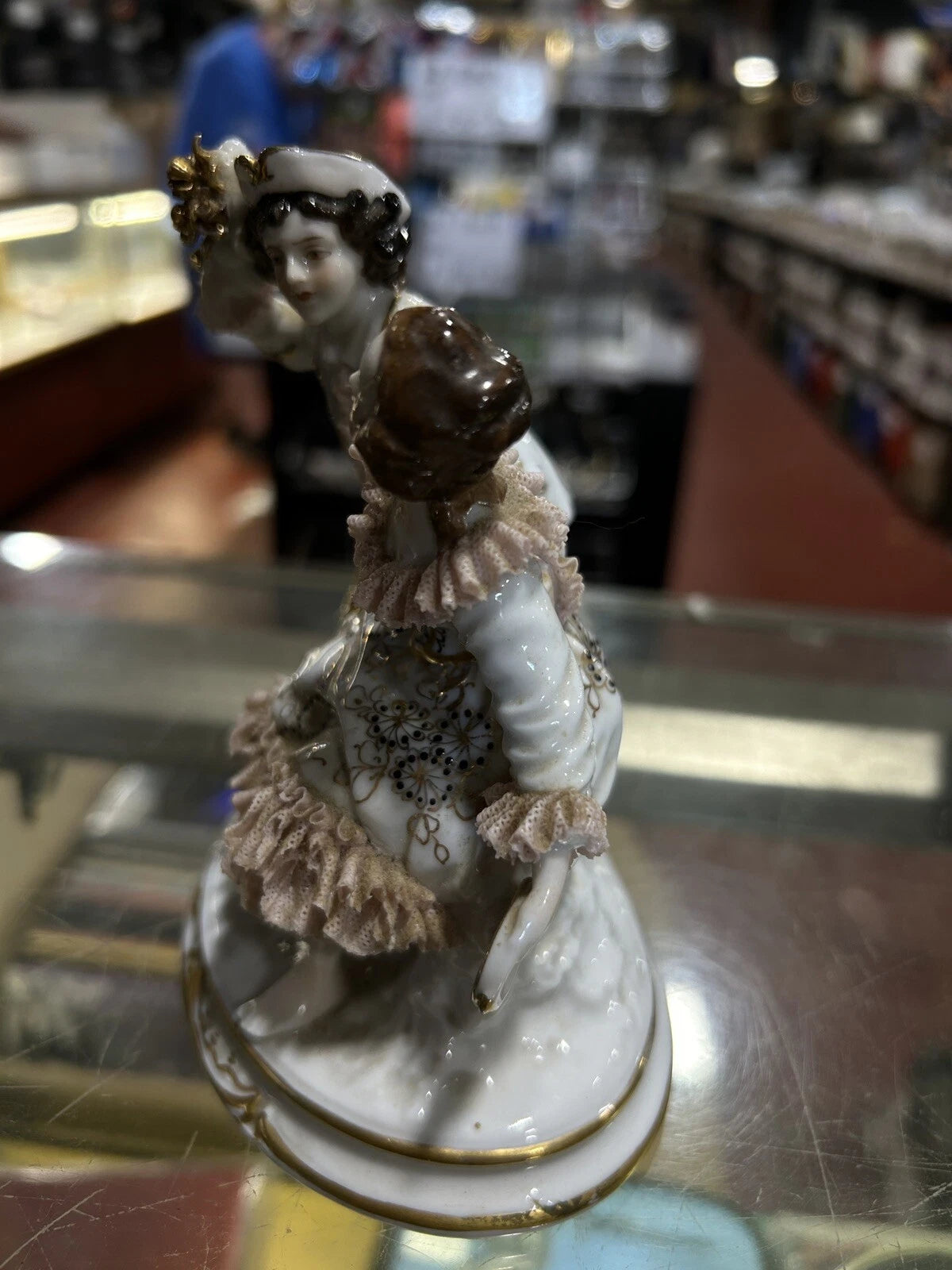 RARE Dresden MZ German Porcelain Lace Dancing Couple