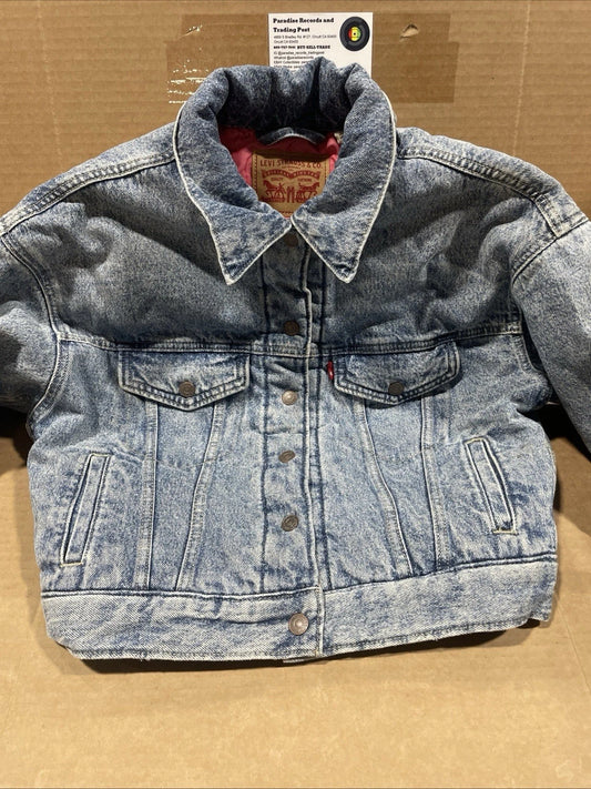 Levi’s Trucker Denim Jacket Lined Pink Interior Women’s Casual Size XS