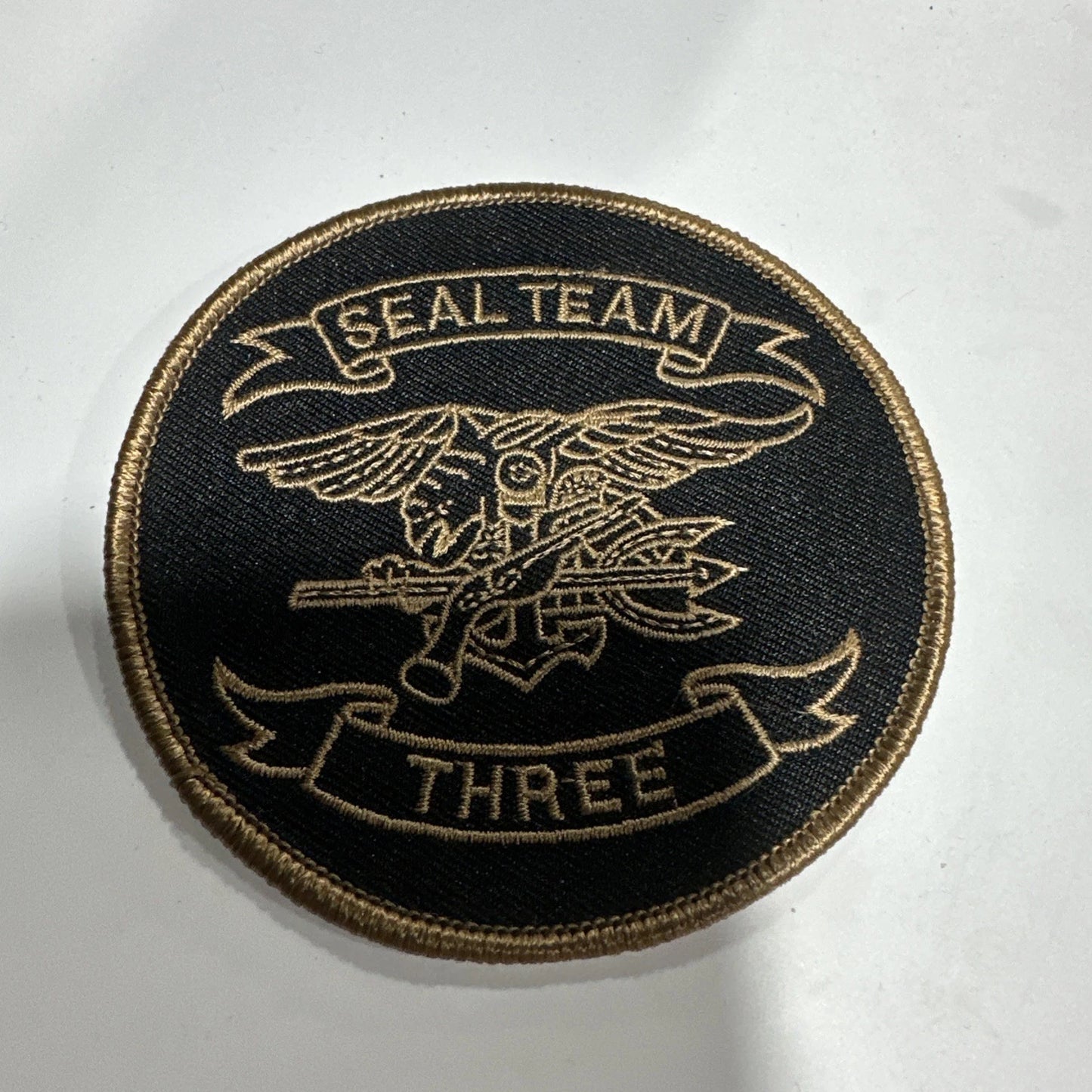 NAVY SEAL TEAM 3 EMBROIDERED SUBDUED SQUADRON MEMBERS TRIDENT PATCH