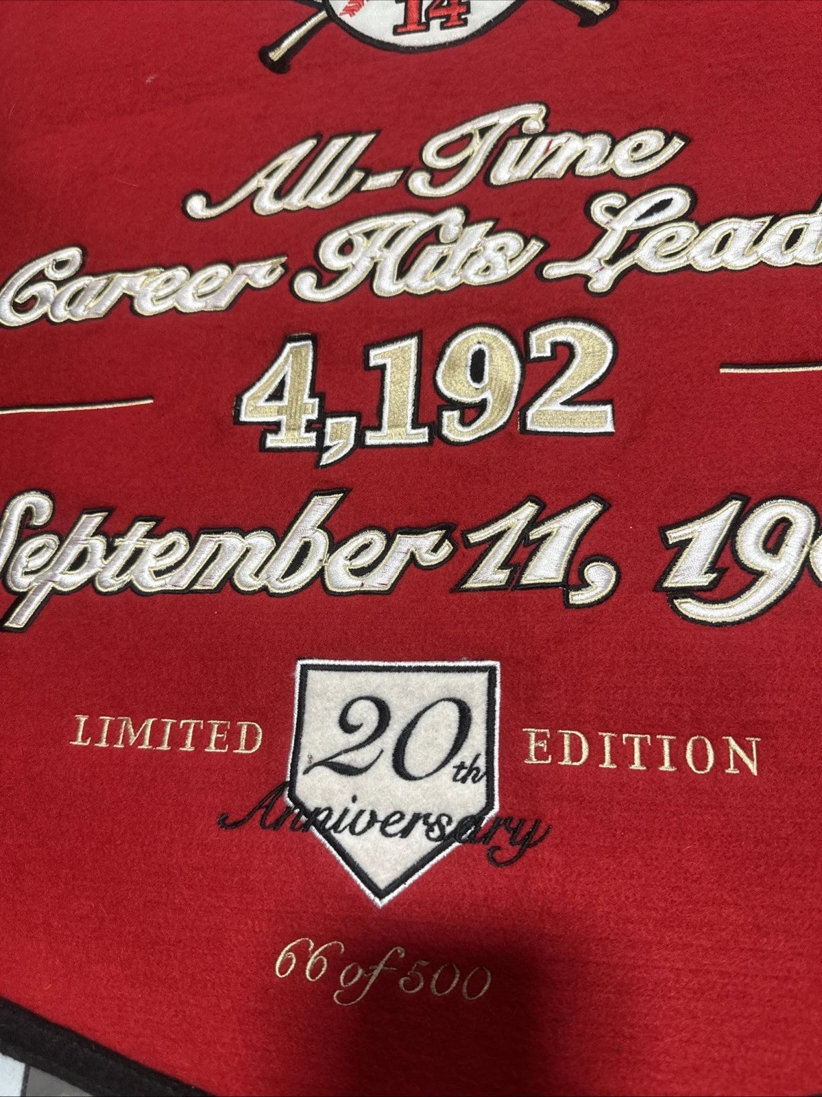 Pete Rose Cincinnati Reds signed Career Hits Leader 4192 1985 20th Anniversary