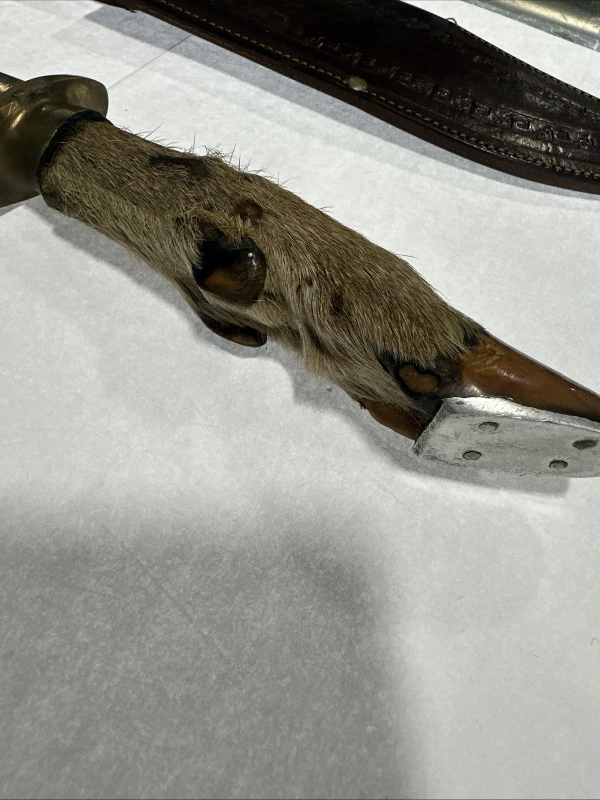Vintage Mexican Mexico Engraved Bowie Knife with DEER HOOF OAXACA