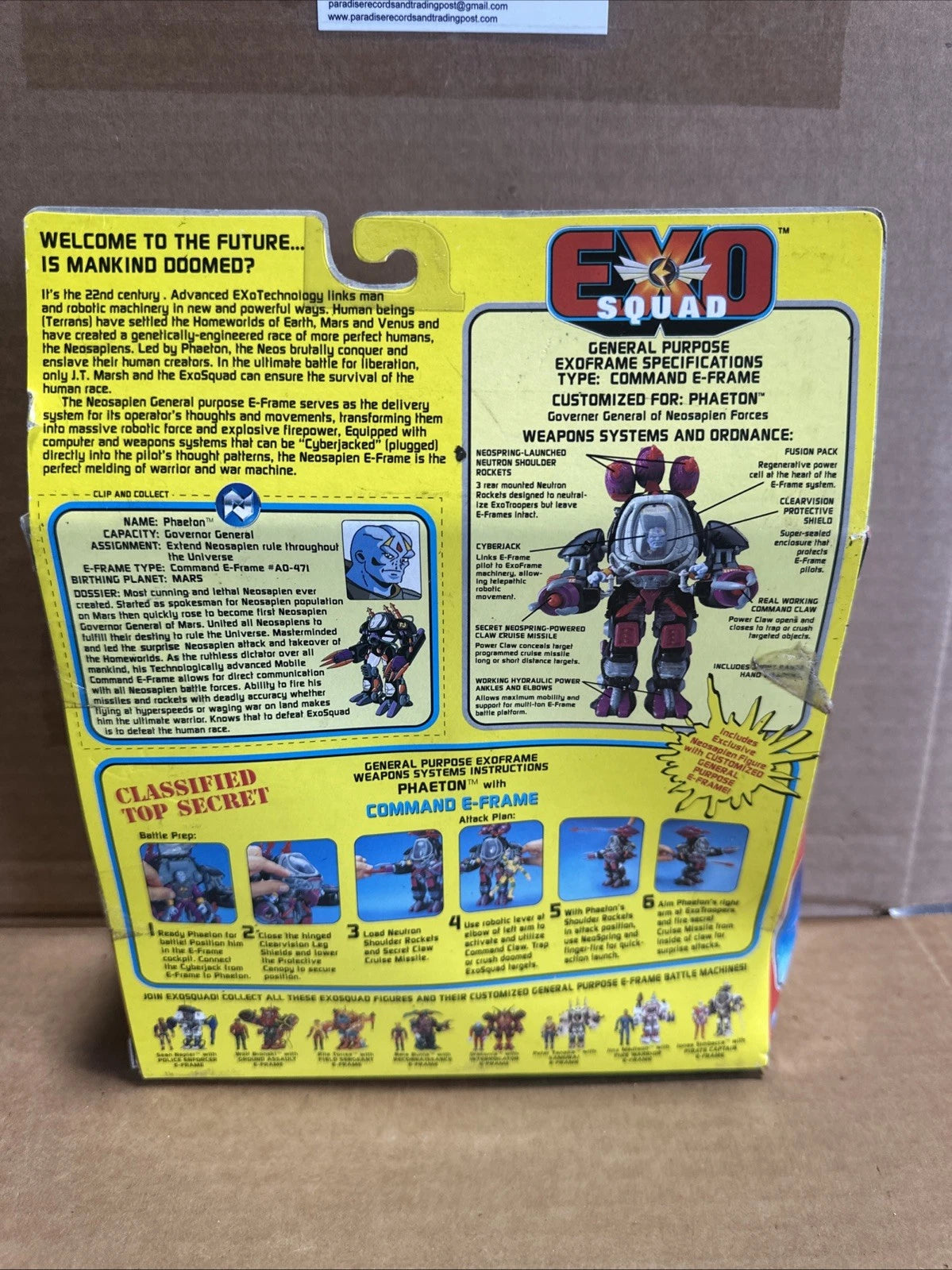 1995 Playmates EXO SQUAD Phaeton Figure Command E-Frame Factory Sealed MISB