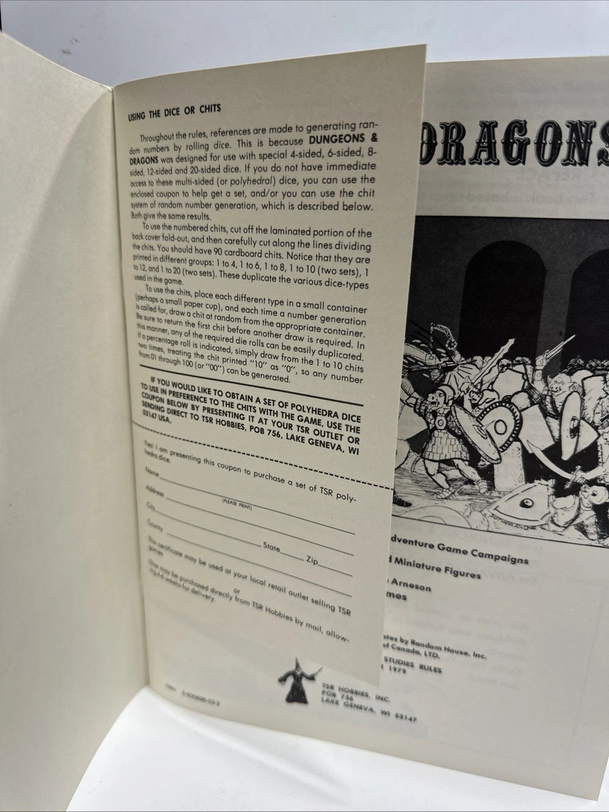 TSR 1001 Dungeons and Dragons Basic Set (3rd Ed. 1979) Module B2 Uncut Chits VG+
