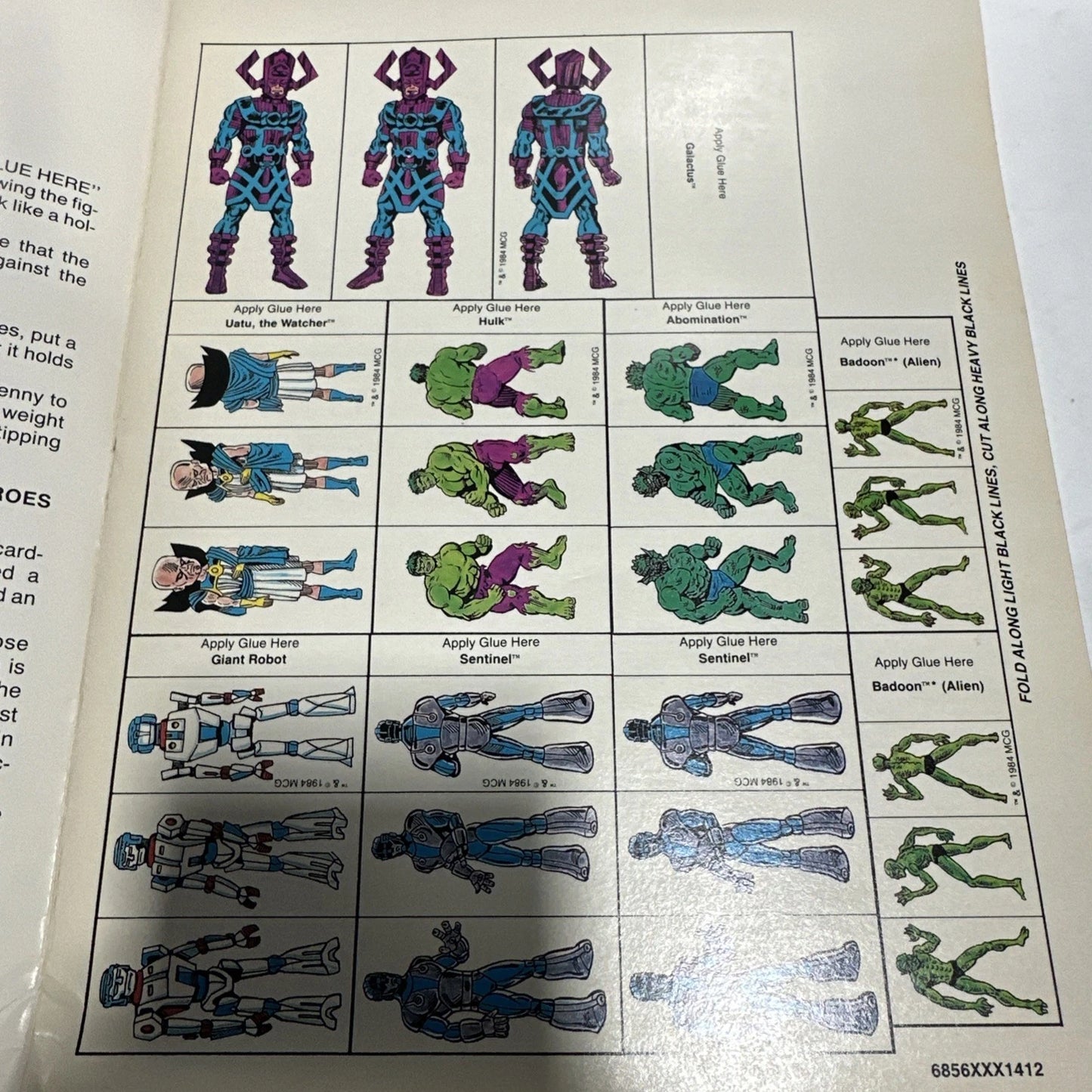1984 MARVEL SUPER HEROES GAME ACCESSORY FOLD-UP FIGURES TSR 6856 Never Used!