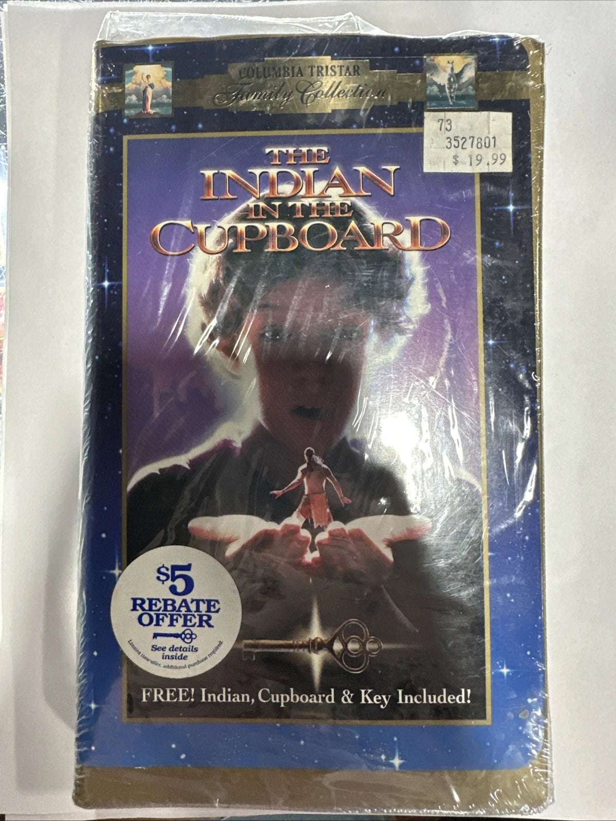 The Indian In The Cupboard W/Figure & Key VHS 1995 Columbia New/Factory Sealed