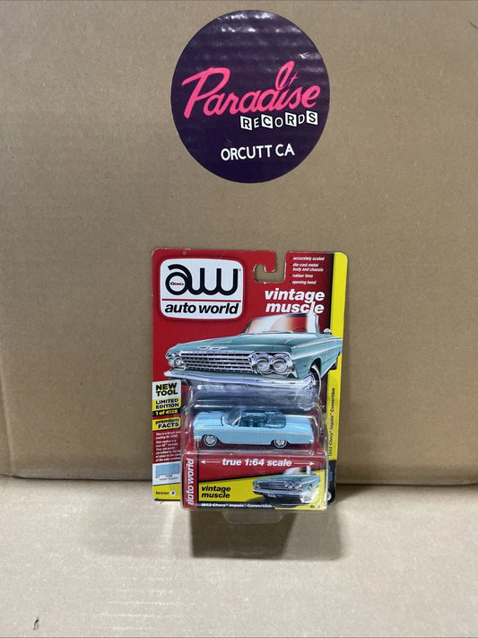 AUTO WORLD: "1962 Vintage Chevy Impala Convertible" 1:64 NIP- 2018
