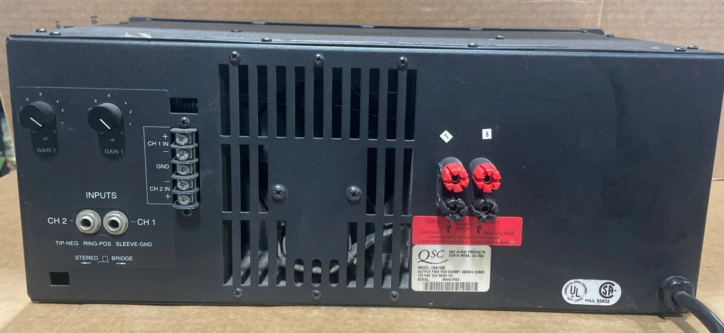 QSC USA 1300 Professional Power Amplifier 650W 4 OH Tested