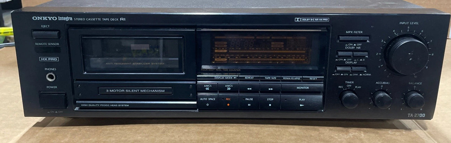Onkyo Integra Stereo Cassette Tape Deck TA-2700 Tested Works