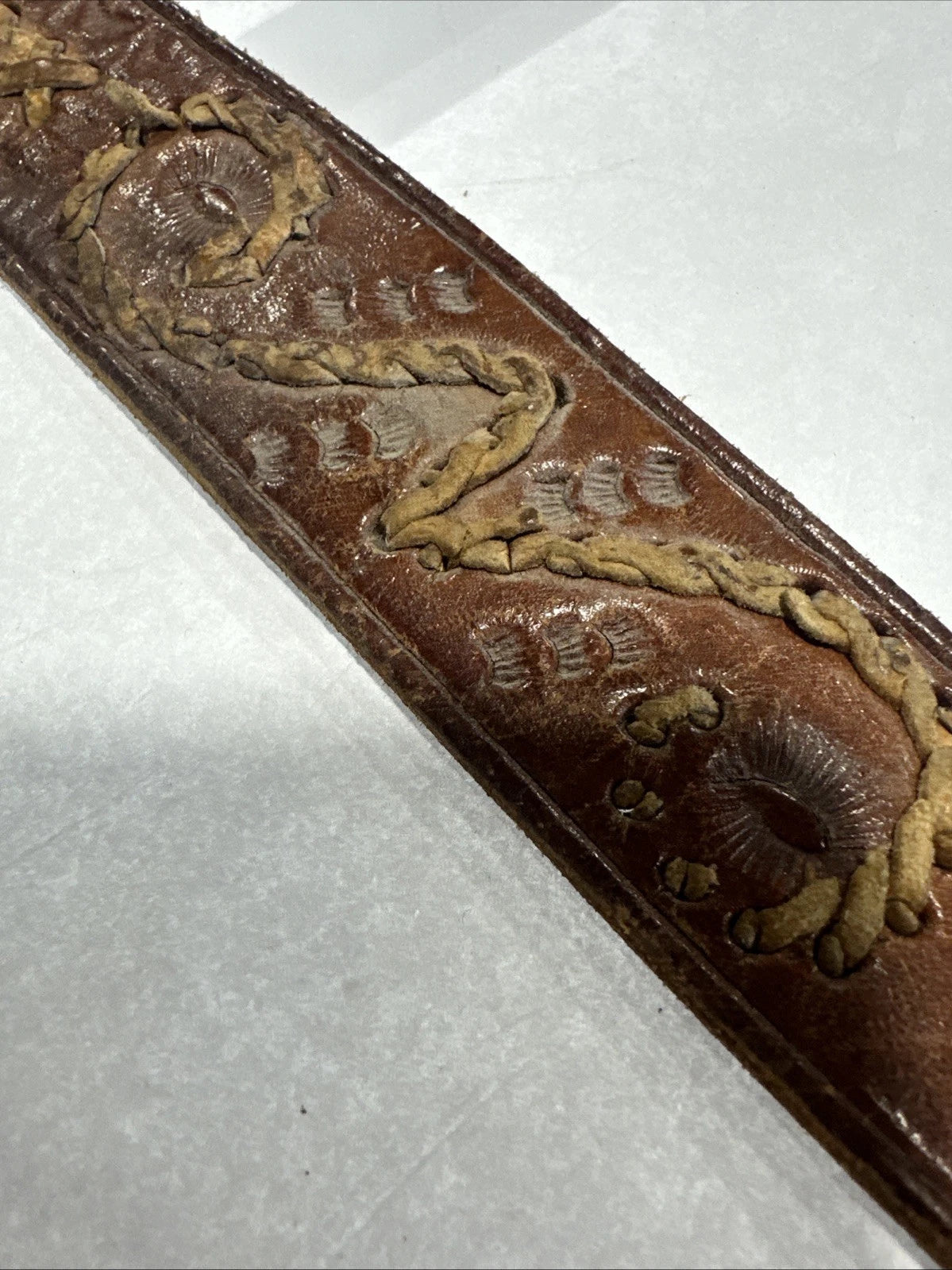 Western Americana Belt Buckle Silver Tone Turquoise Stone Engraved
