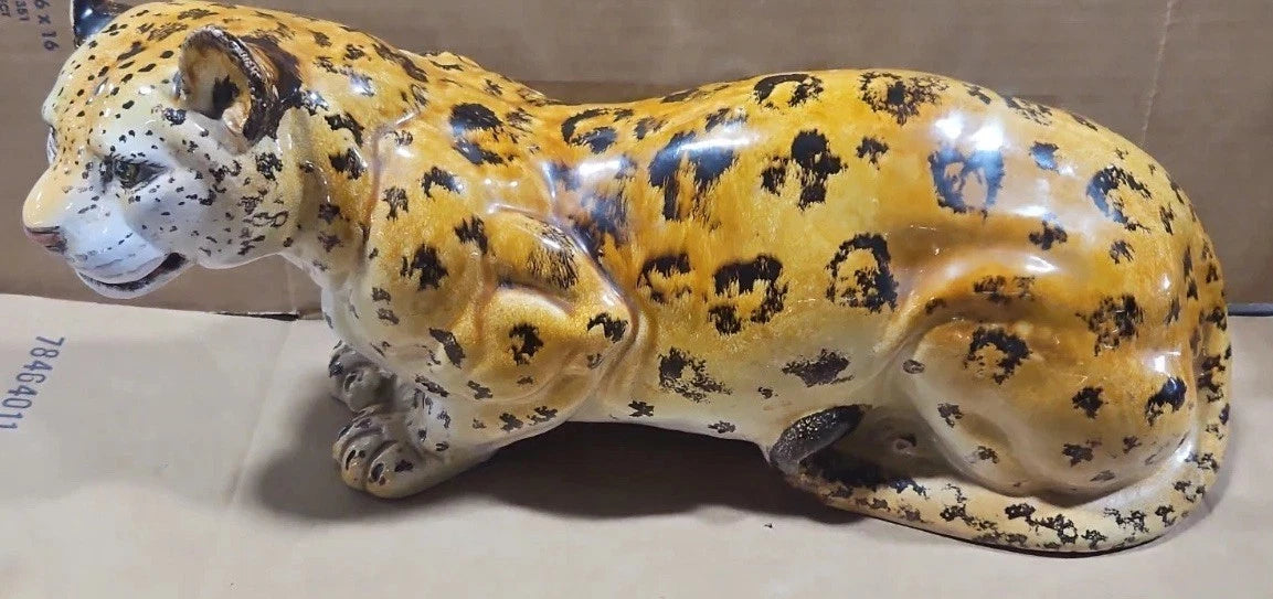 Mid Century Made In Italy Leopard Bengal Cat 20" 104/M Rare Vintage 1970's