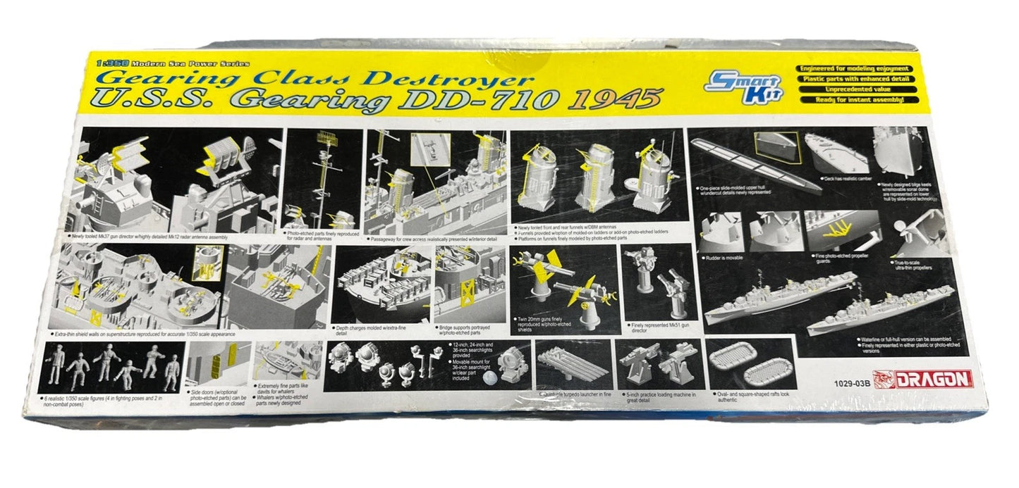 Dragon 1/350 Scale U.S.S. Gearing DD-710 1945 Destroyer Model Kit #1029 SEALED