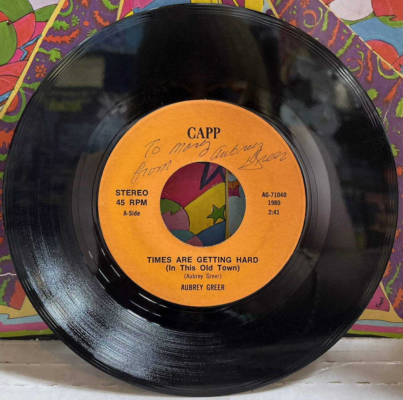 Aubrey Greer Times Are Getting Hard (In This Old Town) 7” Single AG-71040