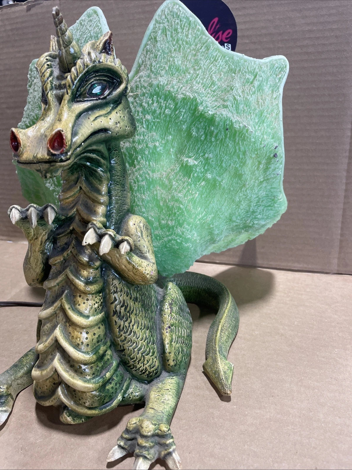 Vintage Dragon Green Lamp Working Tested Rare Dragon Themed