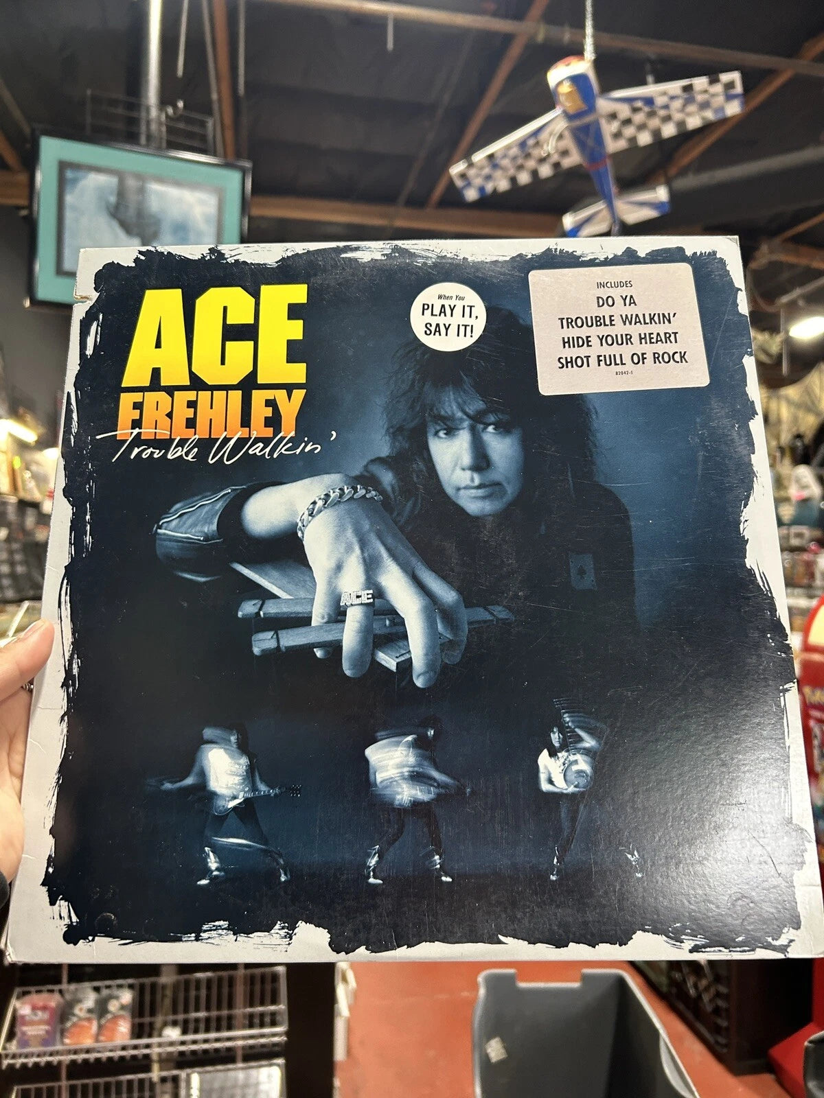 FREHLEY'S COMET Trouble Walking US PROMO stamp LP Vinyl 1989 Ace Frehley KISS
