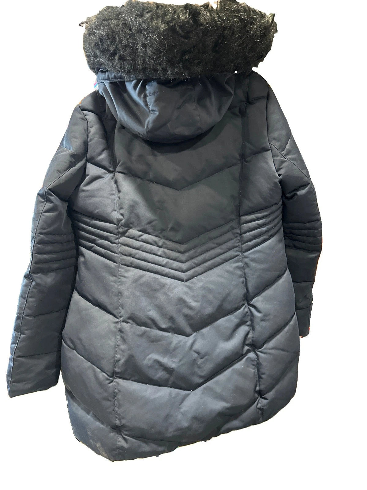 Arctic Expedition Coat Womens S/P Blue Hybradown Hooded Fur Trim Parka Insulated