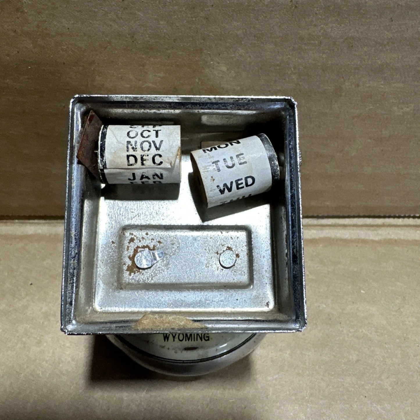 Vintage Metal Perpetual Flip Calendar Wyoming