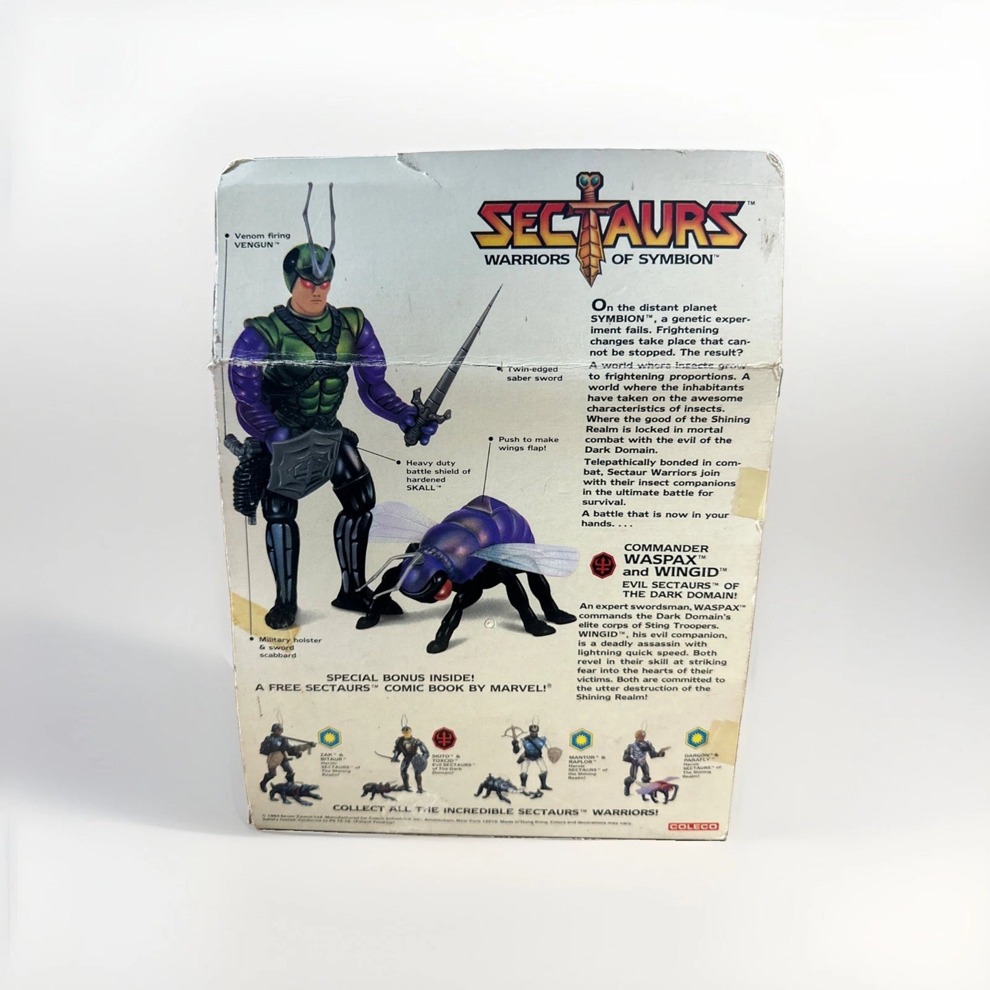 VINTAGE 1985 Coleco SECTAURS Commander WASPAX & WINGID Boxed 100% COMPLETE