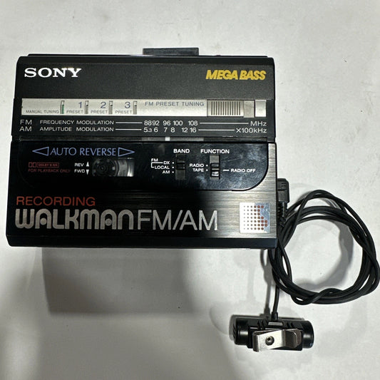 Sony Walkman WM-AF64 FM/AM Radio Cassette Player Mega Bass Dolby - Serviced