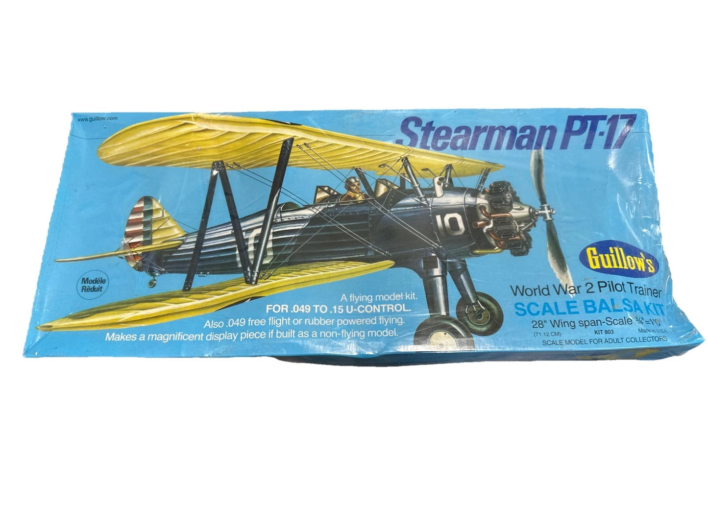 Guillows Stearman PT-17 WW2 Pilot Trainer Balsa Model Airplane Kit 803 Sealed